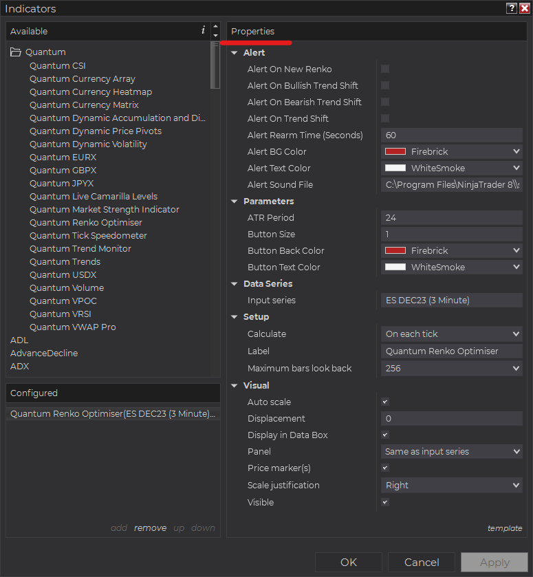 Renko Optimiser for NInjaTrader 8 – Information and Configuration ...